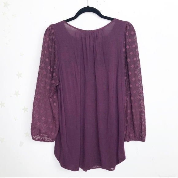 ANTHROPOLOGIE Some September Manderin collar burgundy blouse - Picture 7 of 10